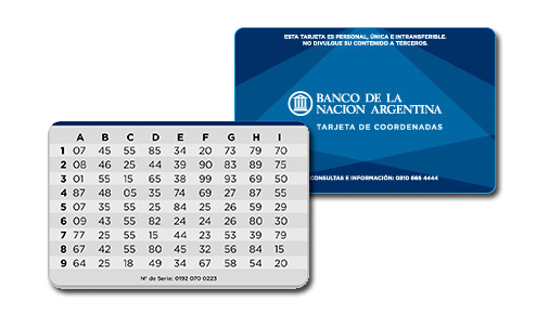 Tarjeta de coordenadas Banco Nación