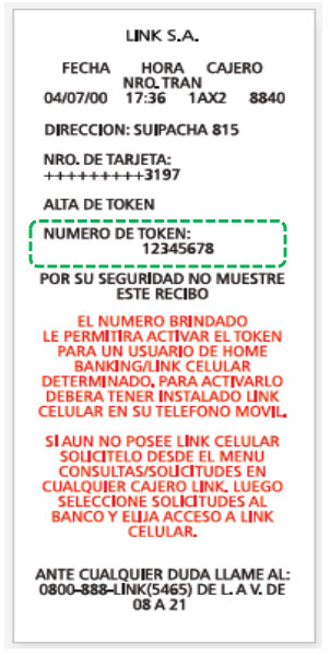 Ticket con número de Token