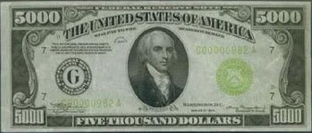 Billete 5000 dólares