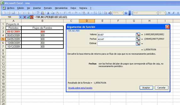 TIR en Excel