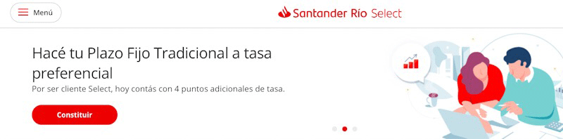 Plazo fijo Santander Río Select